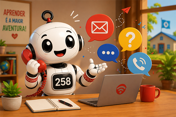 Rob&ocirc; KIBO a atender e comunicar com a comunidade