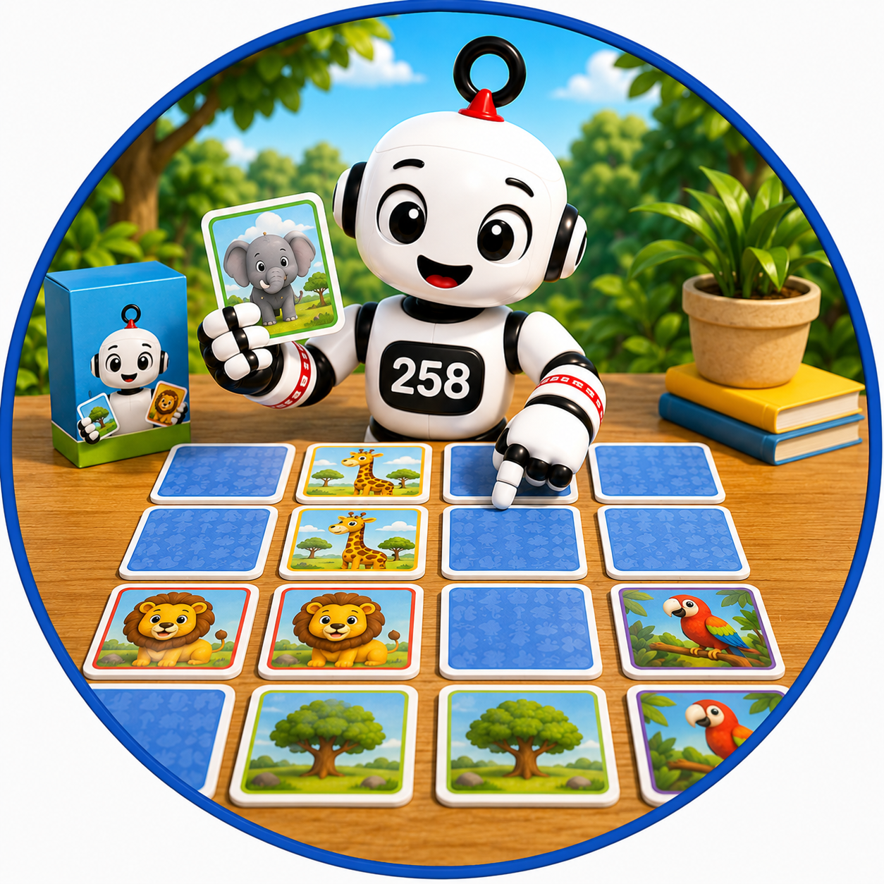 KIBO num jogo de mem&oacute;ria com animais